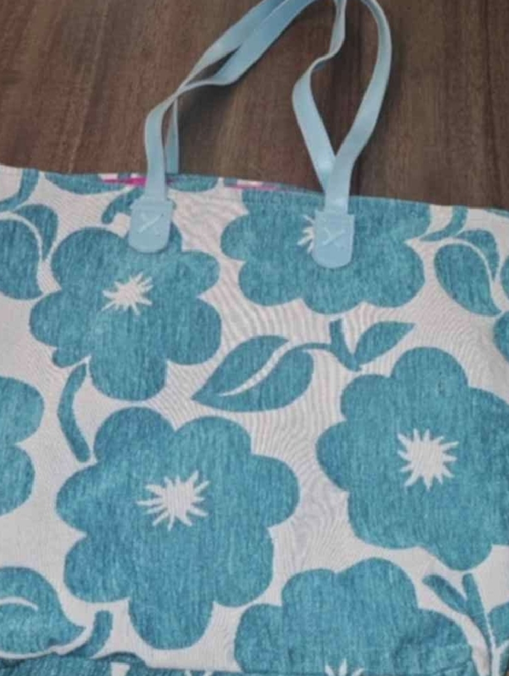 Blue Floral Tote Bag - Lightweight Beach & Everyday Carry